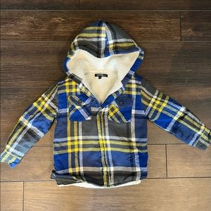 George Sherpa lined flannel jacket shirt - Yellow & Blue